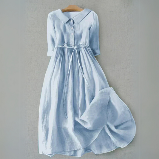 Elegant Button-Front Flowing Midi Dress for Women