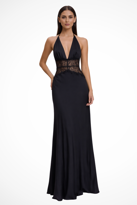 Elegant Women’s Halter Neck Backless Maxi Wedding Guest Dress