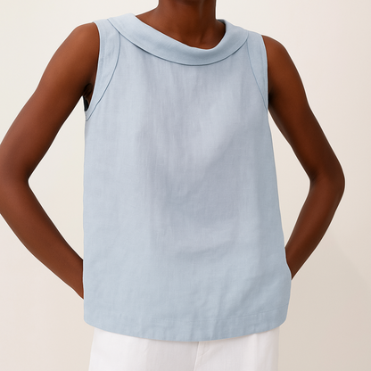 Maria Sleeveless Roll Collar Top for Women, Summer