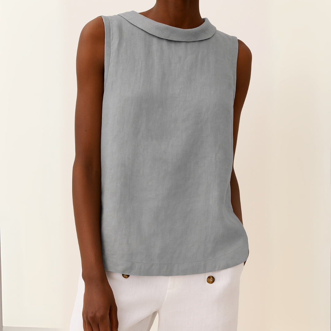 Maria Sleeveless Roll Collar Top for Women, Summer