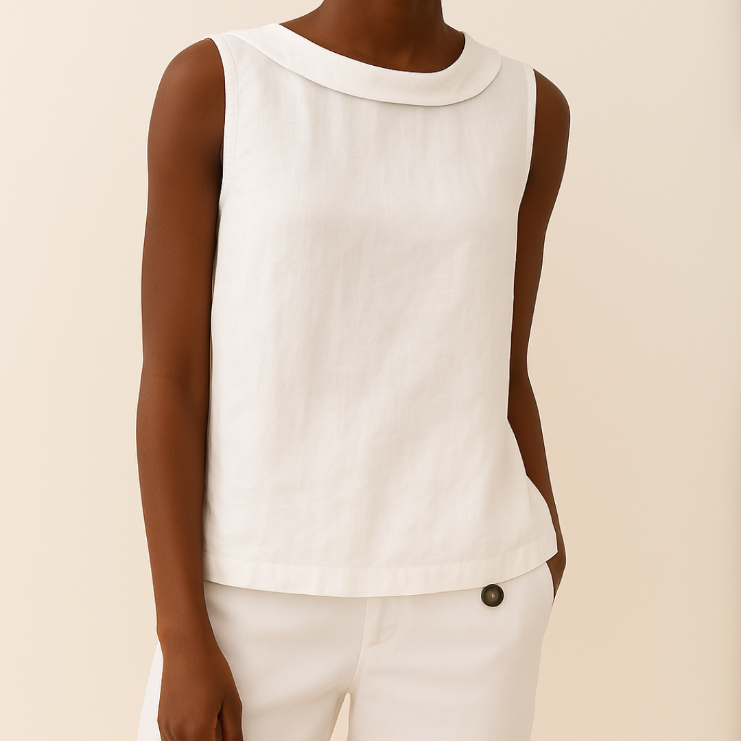 Maria Sleeveless Roll Collar Top for Women, Summer