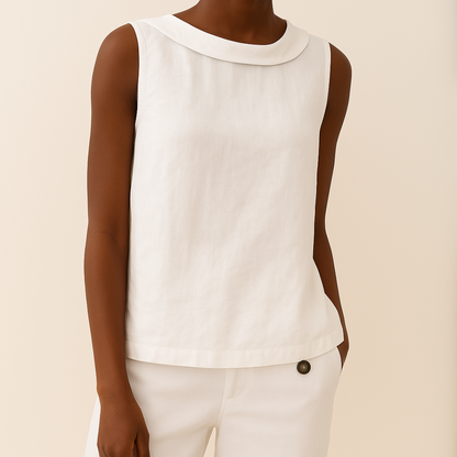 Maria Sleeveless Roll Collar Top for Women, Summer