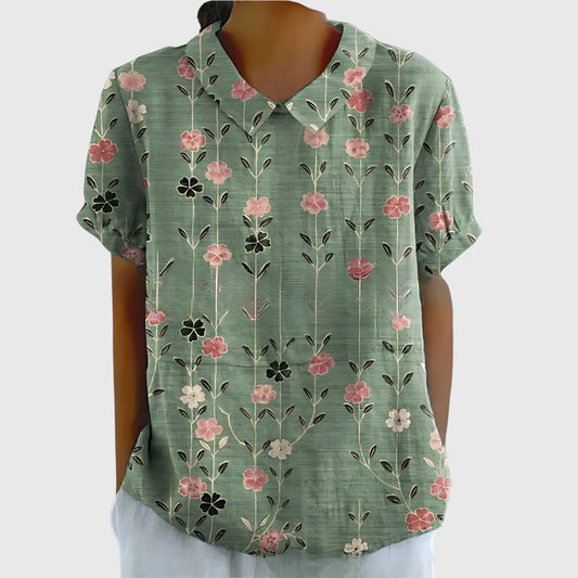 Jenna Floral Blouse for Women - Lightweight Casual Top
