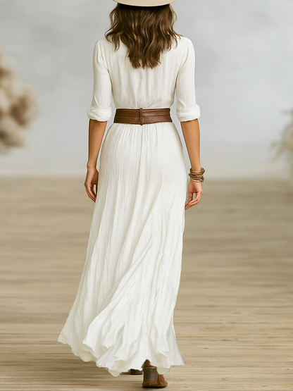 Women’s Boho Western Inspired High Slit Maxi Dress
