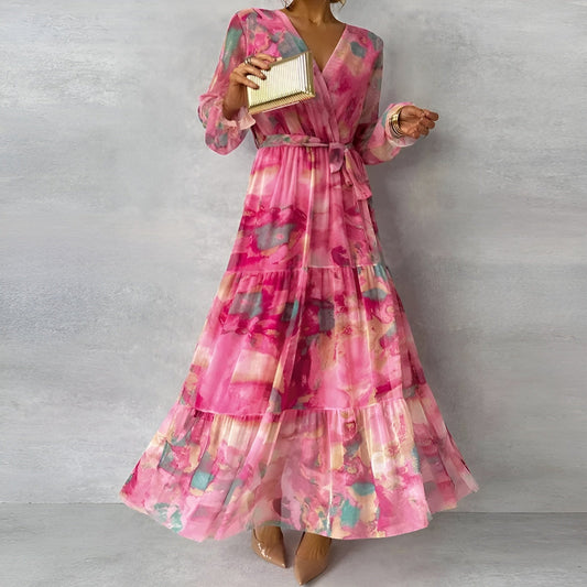 Floral Pleated Summer Midi Dress for Women