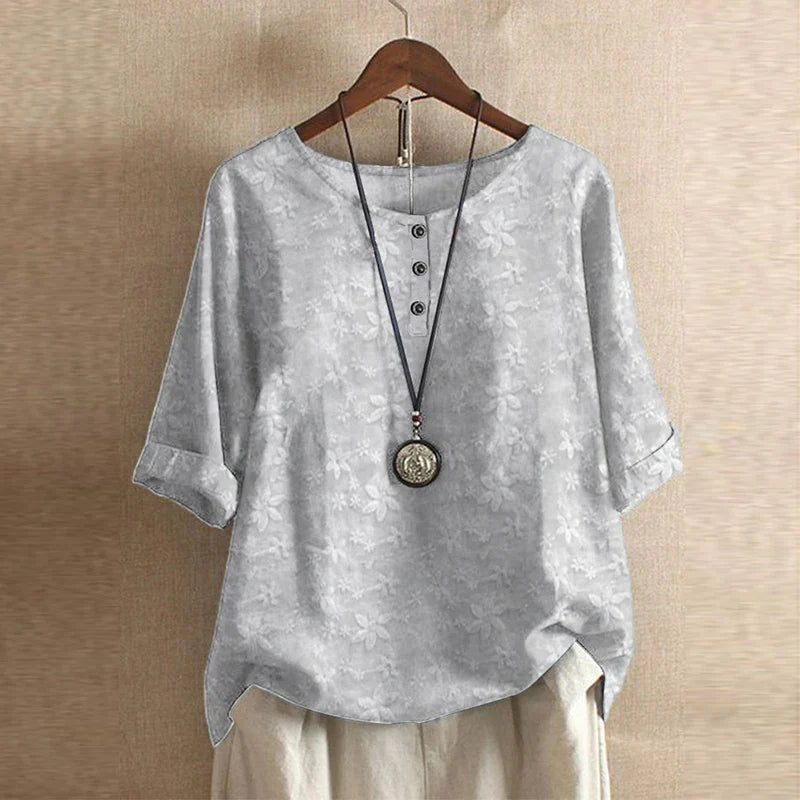 Women's Vintage Floral Print Loose Fit Blouse