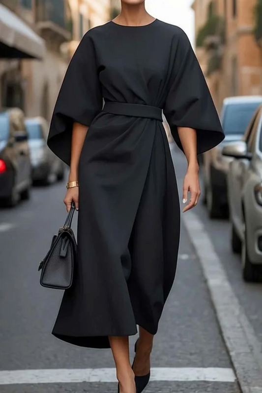 Women's Elegant Batwing Sleeve Midi Dress