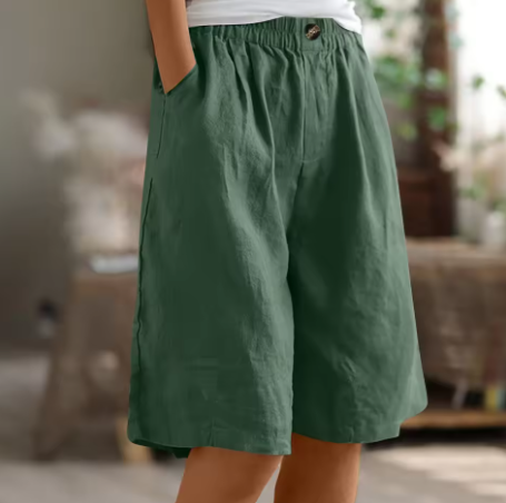 Relaxed High-Waisted Casual Bermuda Shorts for Women