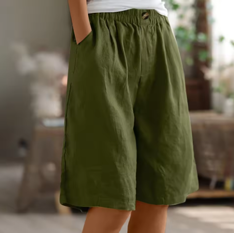 Women's Loose Fit Elastic Waist Shorts with Side Pockets